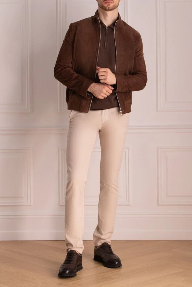 Corneliani man brown suede jacket for men купить с ценами и фото 139466 - photo 2