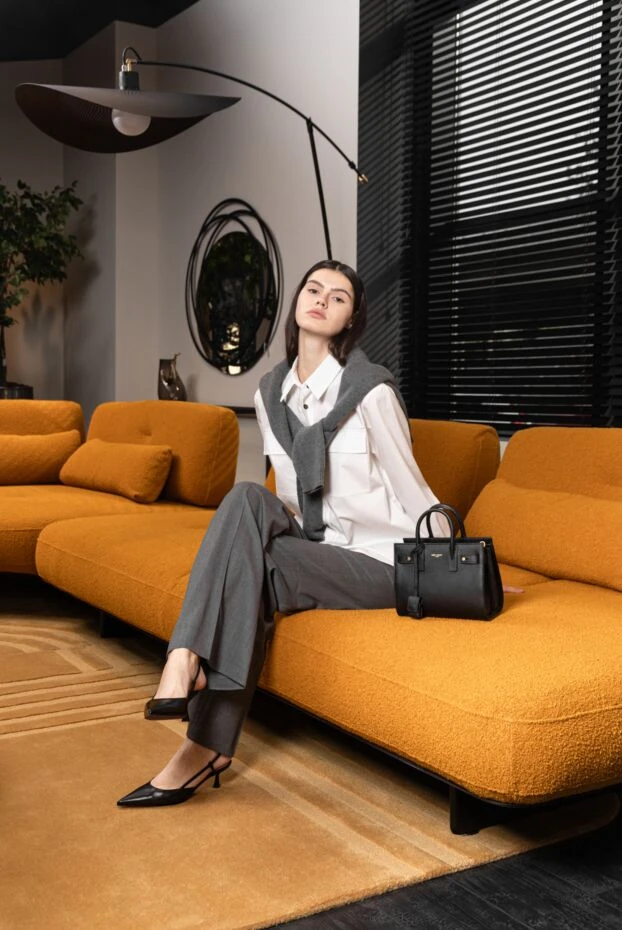 Stella McCartney қара сұр түсті костюм жүнінен тігілген түзу шалбар
 139499 - фото 2