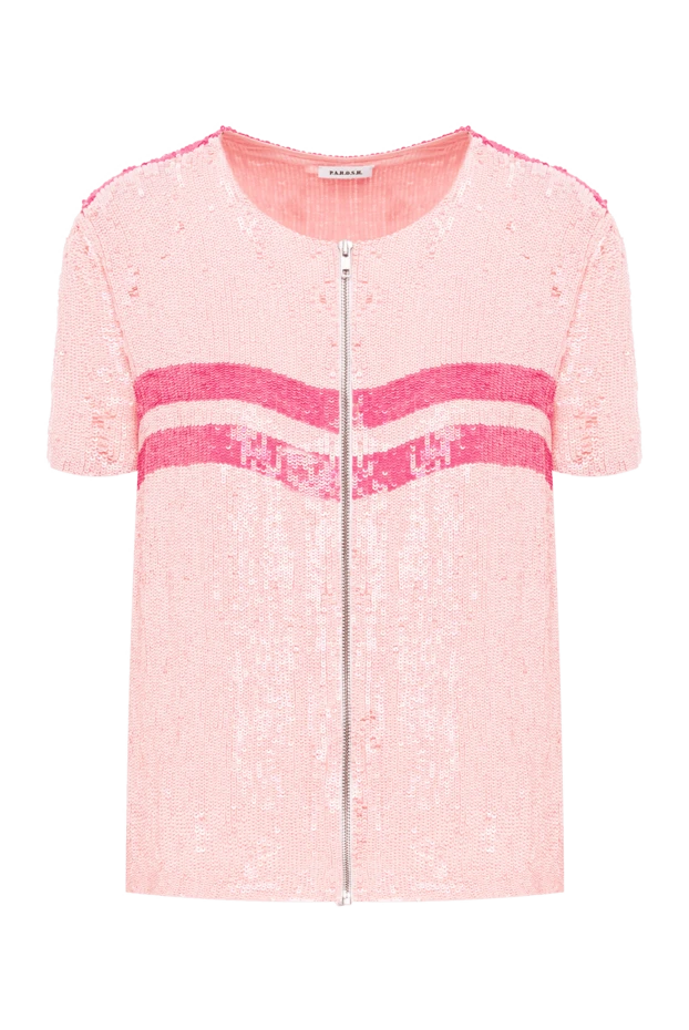 Блуза женская розовая с вышивкой паетками - фото 1