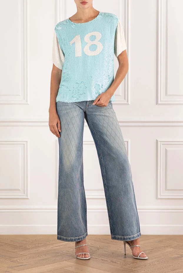 Пайеткалы кестелі әйелдер ақ блузкасы - фото 2