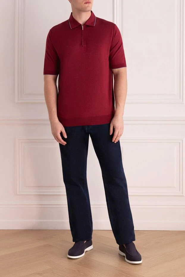 Cesare di Napoli man silk polo burgundy for men купить с ценами и фото 139655 - photo 2