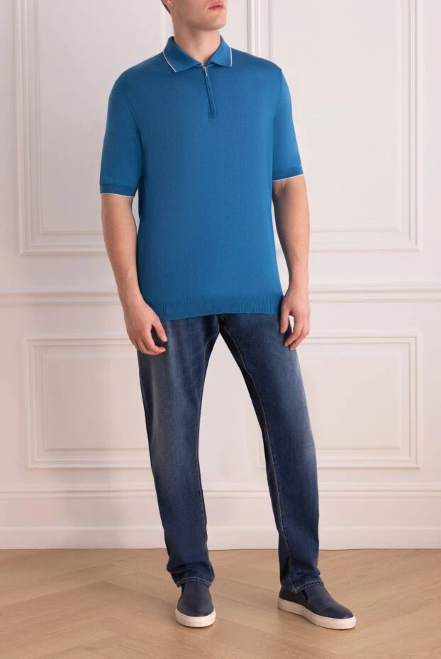 Cesare di Napoli man silk polo blue for men купить с ценами и фото 139656 - photo 2