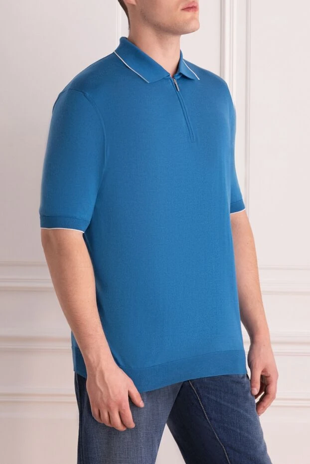 Cesare di Napoli man silk polo blue for men 139694 - photo 3