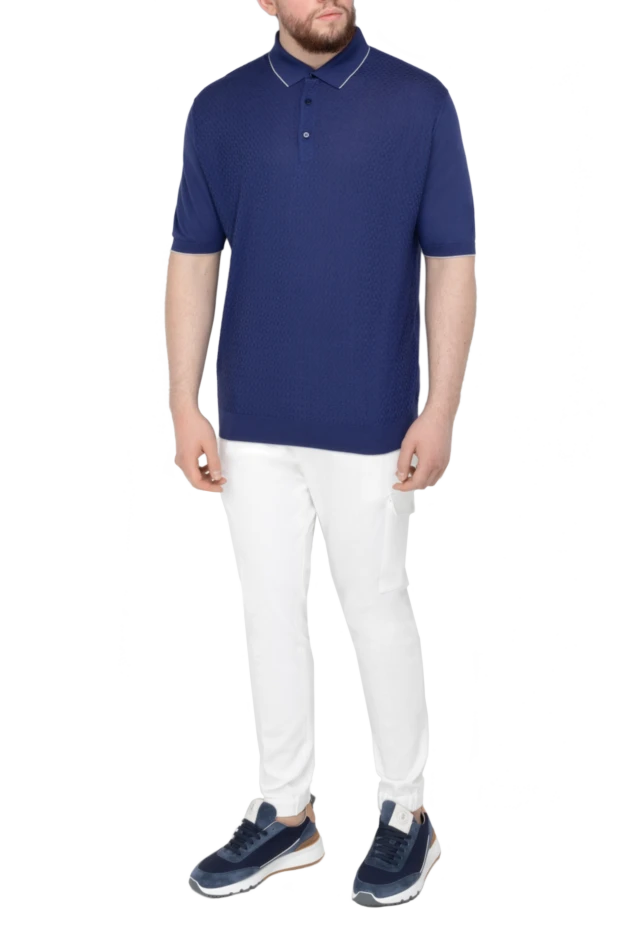 Cesare di Napoli man blue silk polo for men купить с ценами и фото 139666 - photo 2