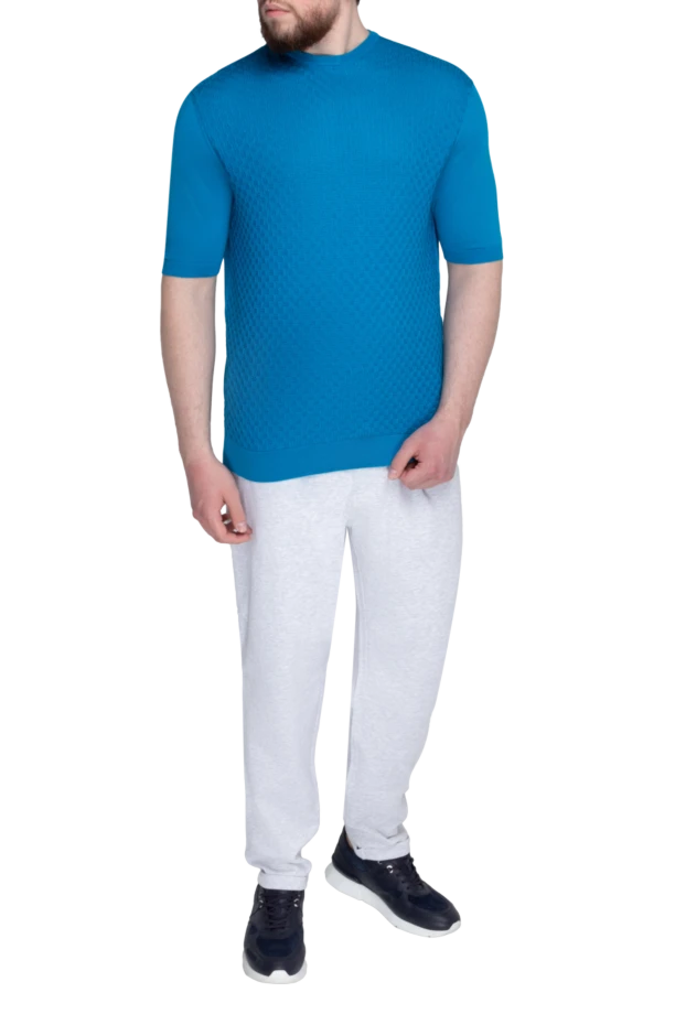 Cesare di Napoli man blue silk t-shirt for men купить с ценами и фото 139683 - photo 2