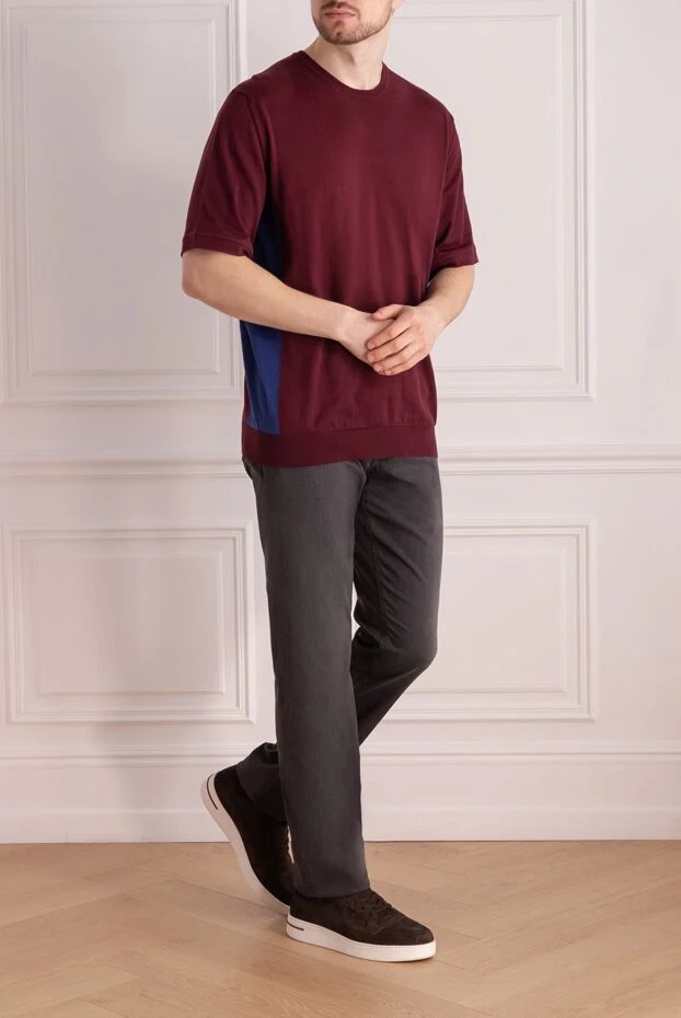 Cesare di Napoli man cotton t-shirt burgundy for men купить с ценами и фото 139689 - photo 2