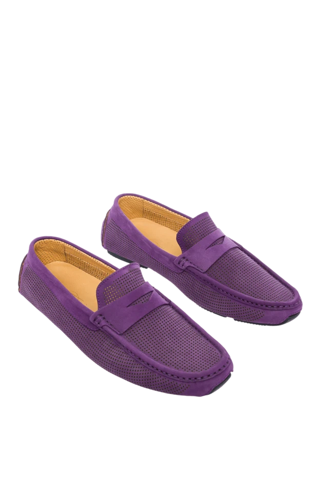 Cesare di Napoli purple suede moccasins with perforation for men 139704 - photo 3