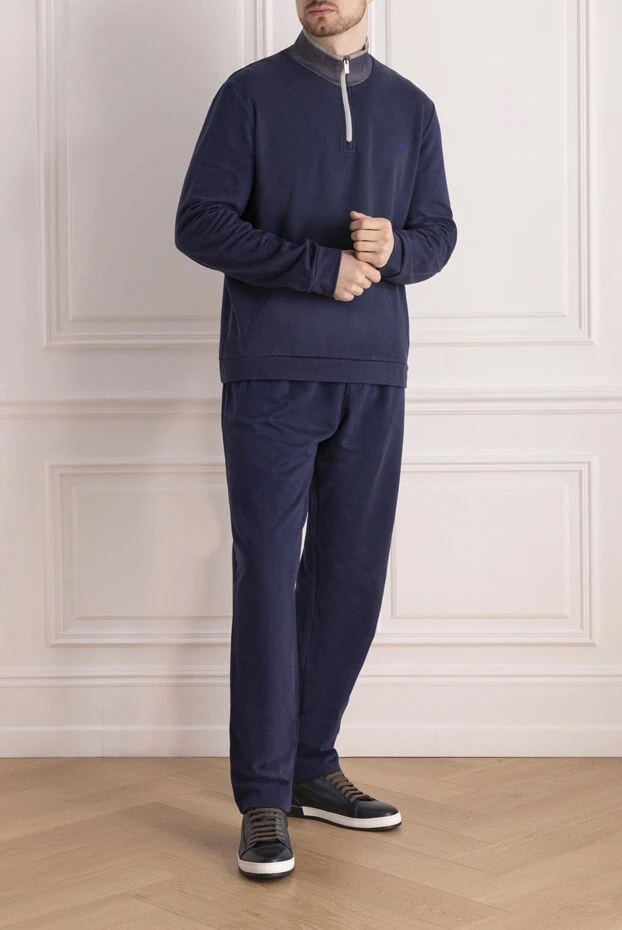 Ermenegildo Zegna man men's sports suit made of cotton and nylon, blue купить с ценами и фото 139725 - photo 2