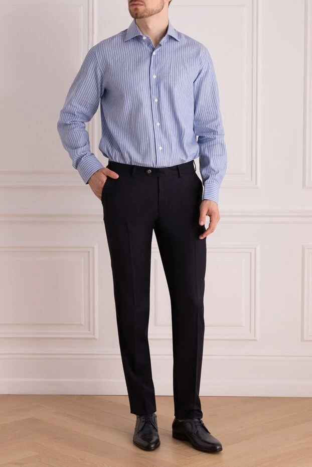 Bilancioni man blue wool trousers for men купить с ценами и фото 139747 - photo 2