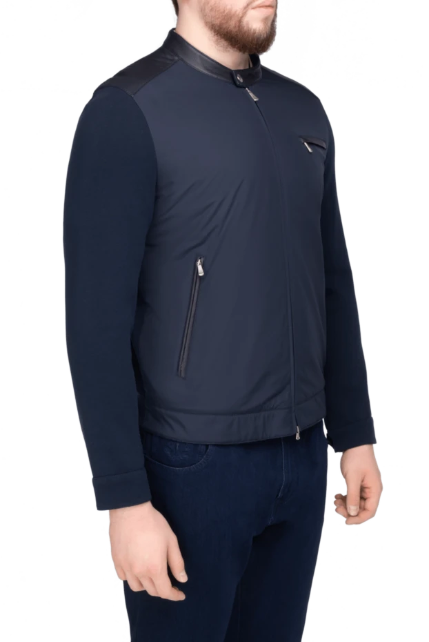 Bilancioni blue cotton and leather jacket for men 139759 - photo 3