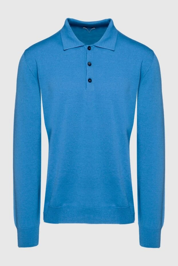 Bilancioni man blue wool long sleeve polo for men купить с ценами и фото 139764 - photo 1