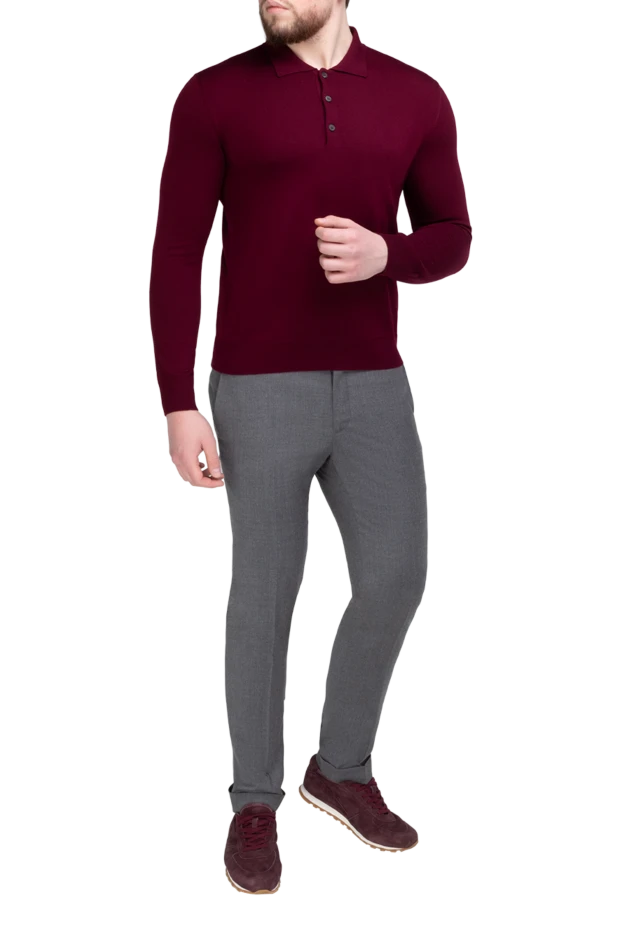 Bilancioni man wool long sleeve polo burgundy for men купить с ценами и фото 139765 - photo 2