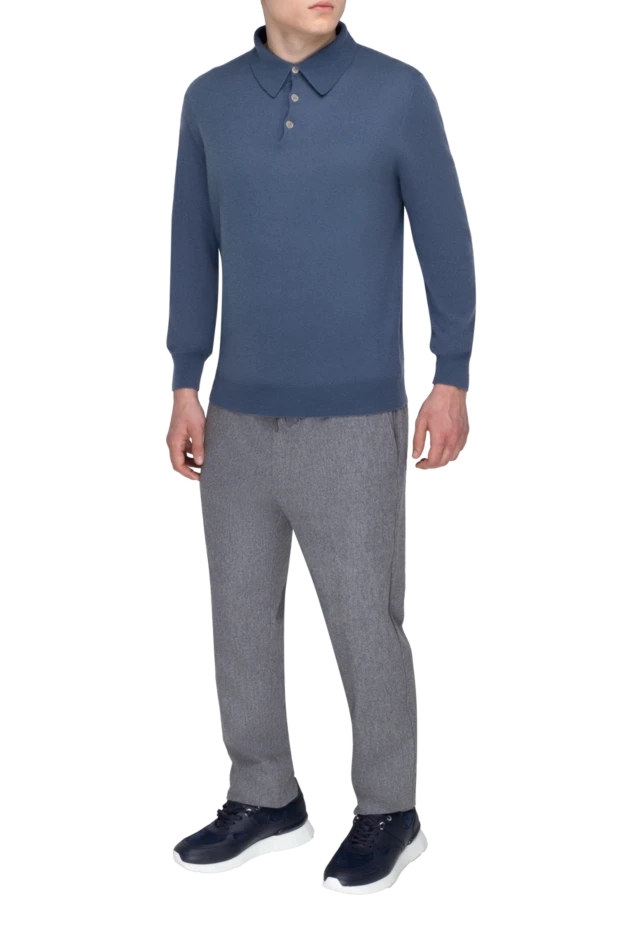 Bilancioni man cashmere long sleeve polo blue for men купить с ценами и фото 139767 - photo 2