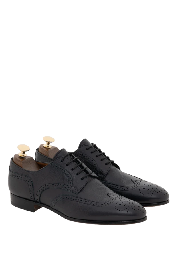 Doucal`s туфли мужские из кожи голубые 139835 - фото 3