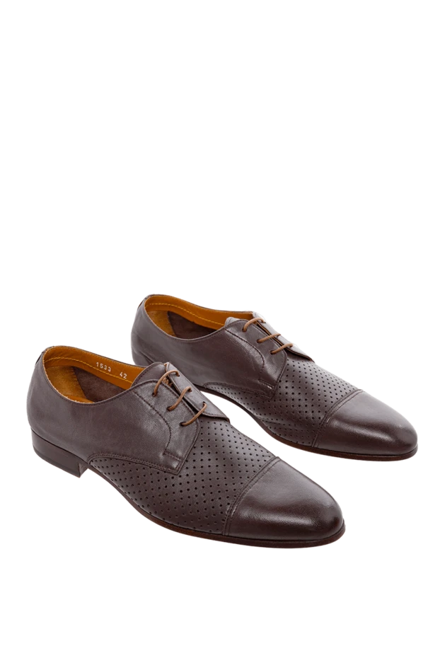 Doucal`s туфли дерби cap-toe коричневые кожаные с брогированной вставкой мужские 139837 - фото 3