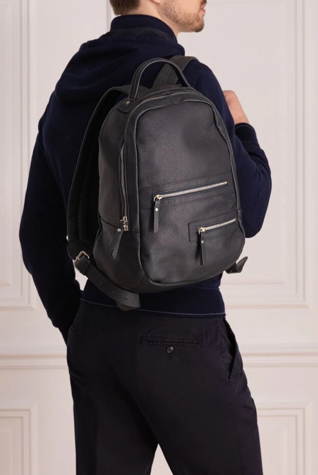 Doucal`s man blue leather backpack for men купить с ценами и фото 139839 - photo 2