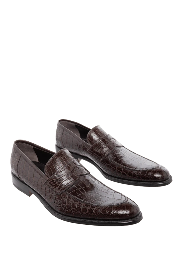 Dami шынайы қолтырауын былғарысынан жасалған пенни лоферлері, қара каштан
 139963 - фото 3