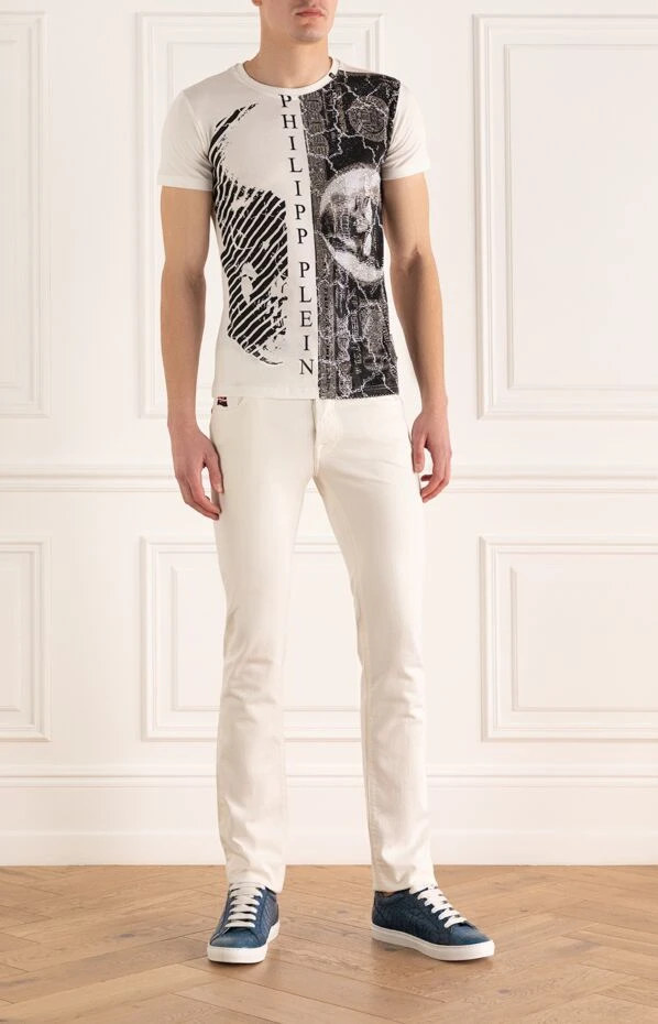 Philipp Plein man white cotton t-shirt for men купить с ценами и фото 140013 - photo 2