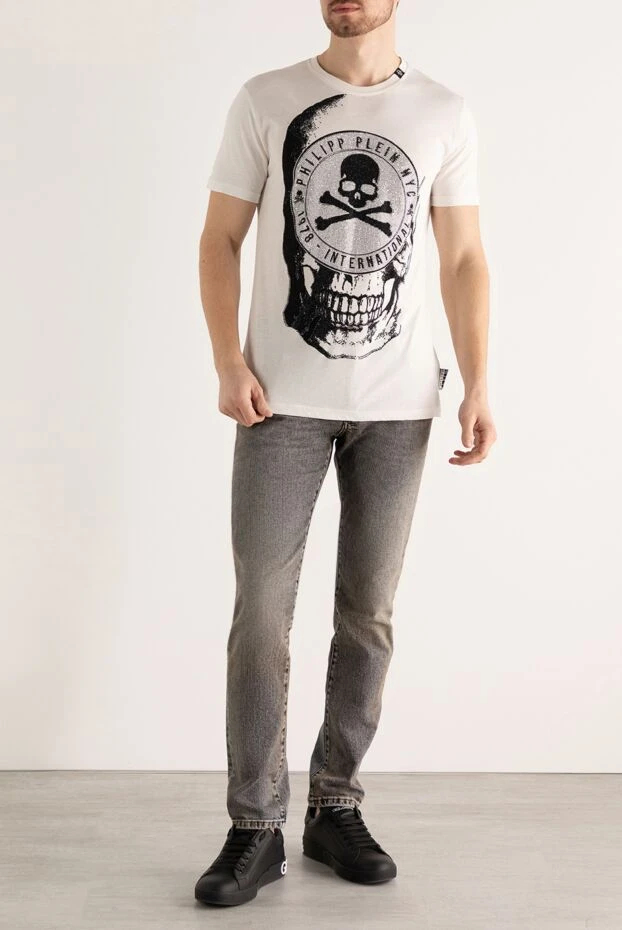 Philipp Plein man white cotton t-shirt for men купить с ценами и фото 140016 - photo 2