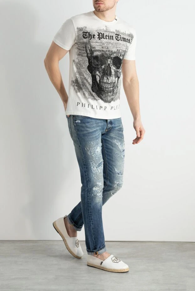 Philipp Plein man white cotton t-shirt for men купить с ценами и фото 140020 - photo 2