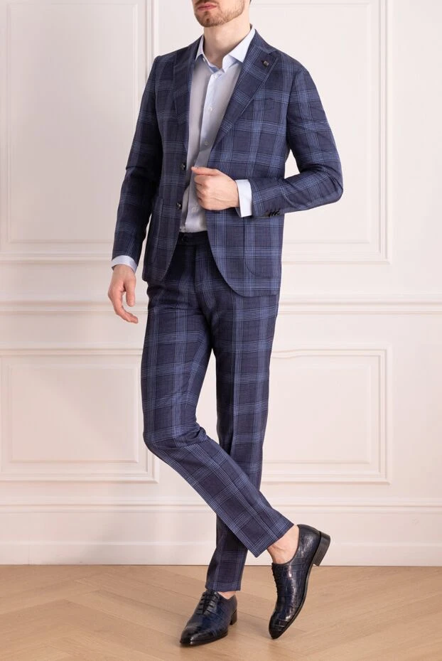 Sartoria Latorre man men's suit made of wool, silk and linen blue купить с ценами и фото 140076 - photo 2