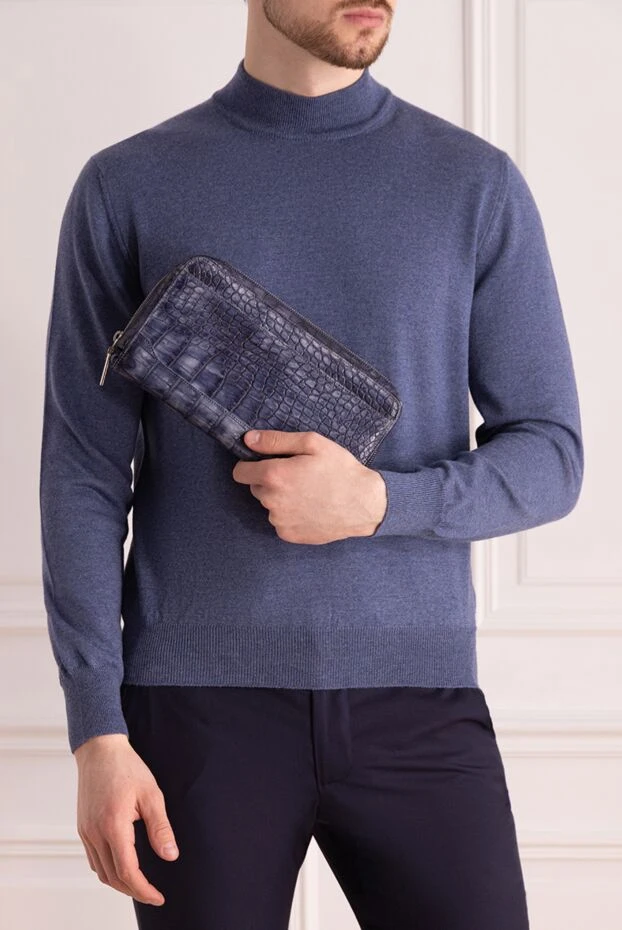 Tardini man men's blue alligator leather clutch купить с ценами и фото 140098 - photo 2