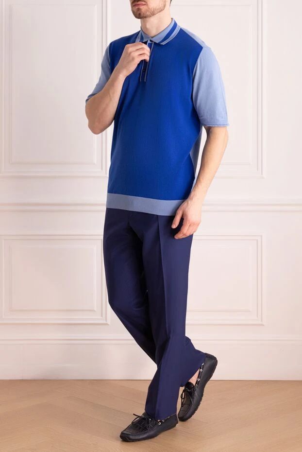 Cesare di Napoli man cotton polo blue for men купить с ценами и фото 140121 - photo 2