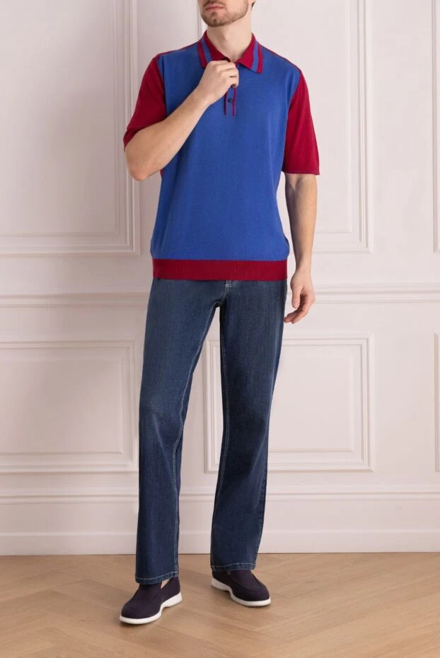 Cesare di Napoli man cotton polo blue for men купить с ценами и фото 140123 - photo 2