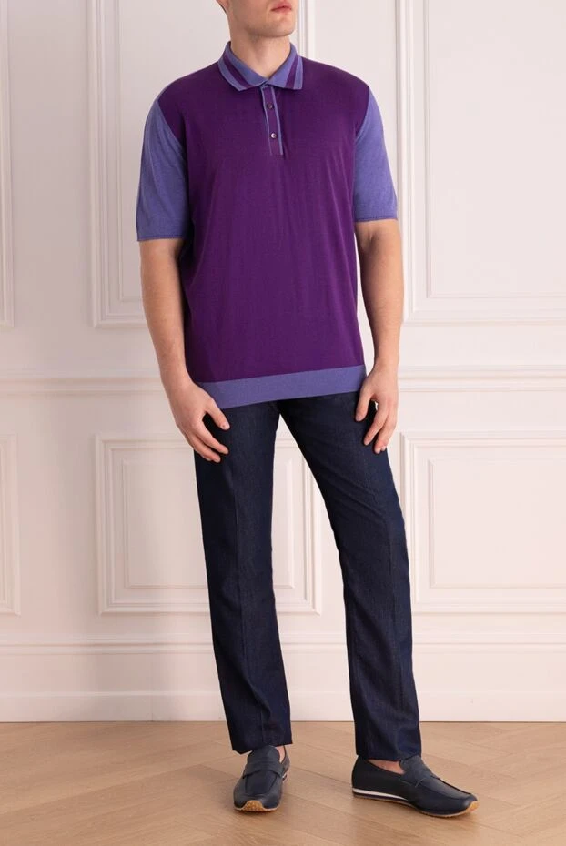 Cesare di Napoli man cotton polo purple for men купить с ценами и фото 140124 - photo 2