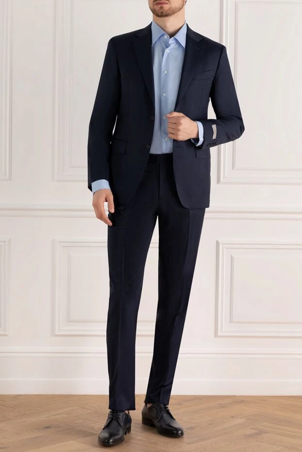 Canali man men's suit made of wool, blue купить с ценами и фото 140144 - photo 2