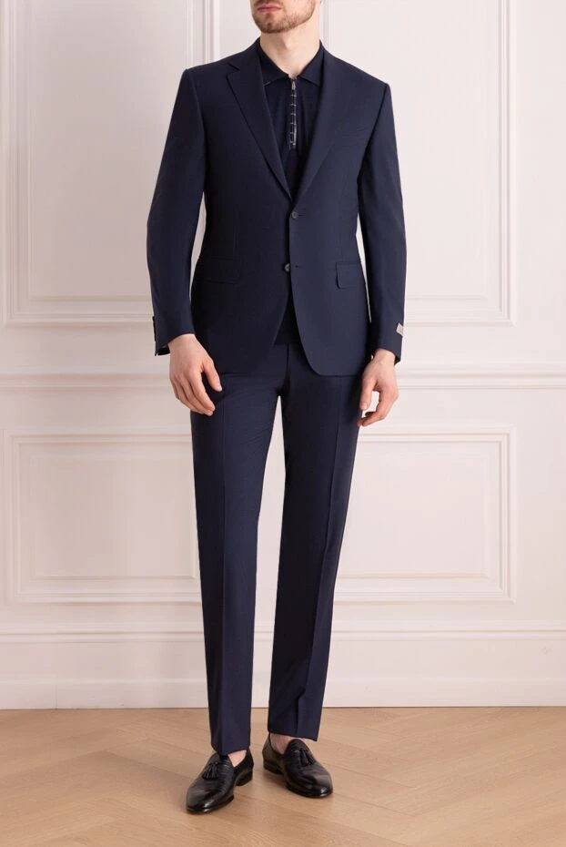 Canali man men's suit made of wool and mohair blue купить с ценами и фото 140145 - photo 2