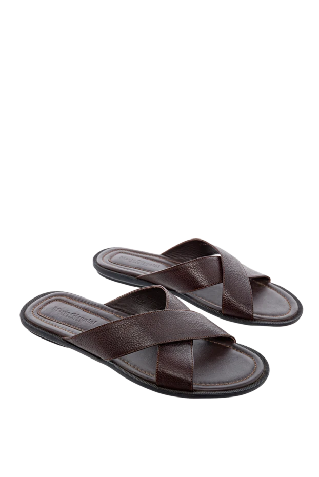 Doucal`s шлёпанцы из натуральной кожи тёмно-коричневые с перекрёстными ремнями
 140231 - фото 3