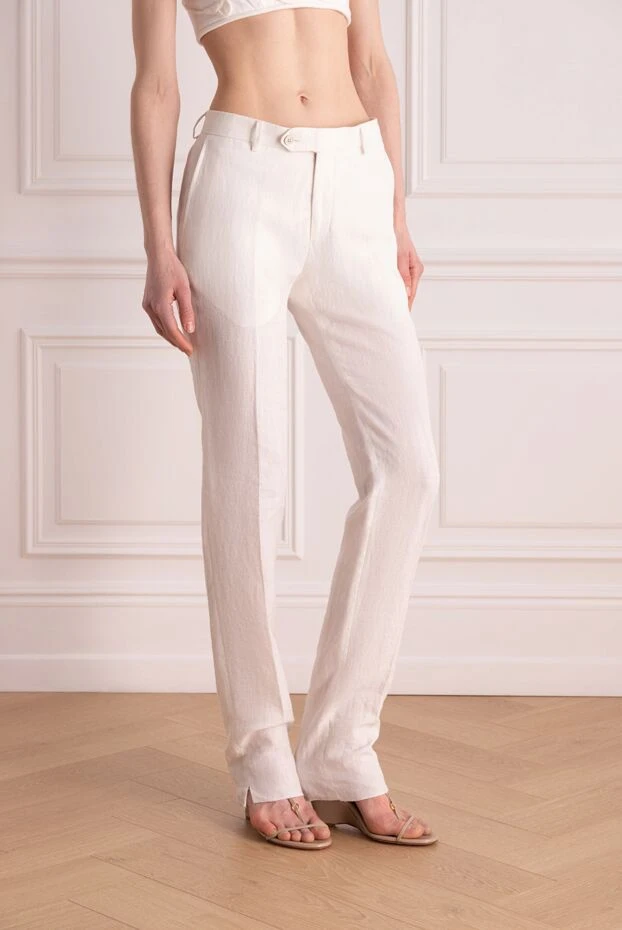 Lubiam man white linen trousers for men купить с ценами и фото 140281 - photo 2