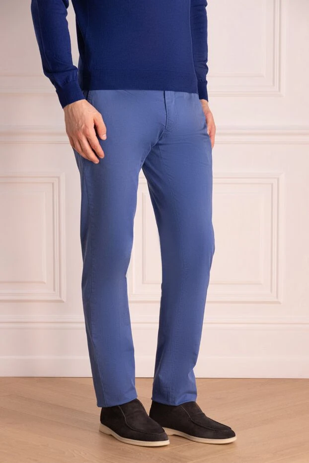 Lubiam man blue cotton trousers for men купить с ценами и фото 140282 - photo 2