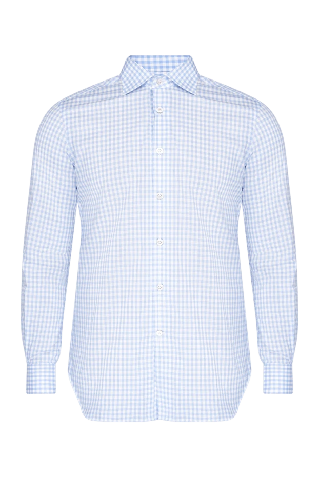 Kiton man blue cotton shirt for men купить с ценами и фото 140286 - photo 1