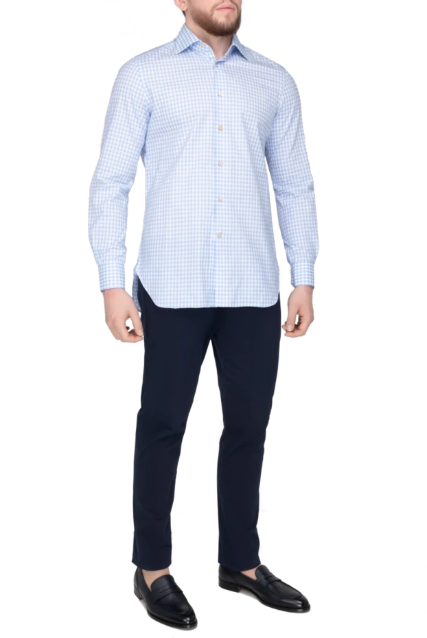 Kiton man blue cotton shirt for men купить с ценами и фото 140286 - photo 2