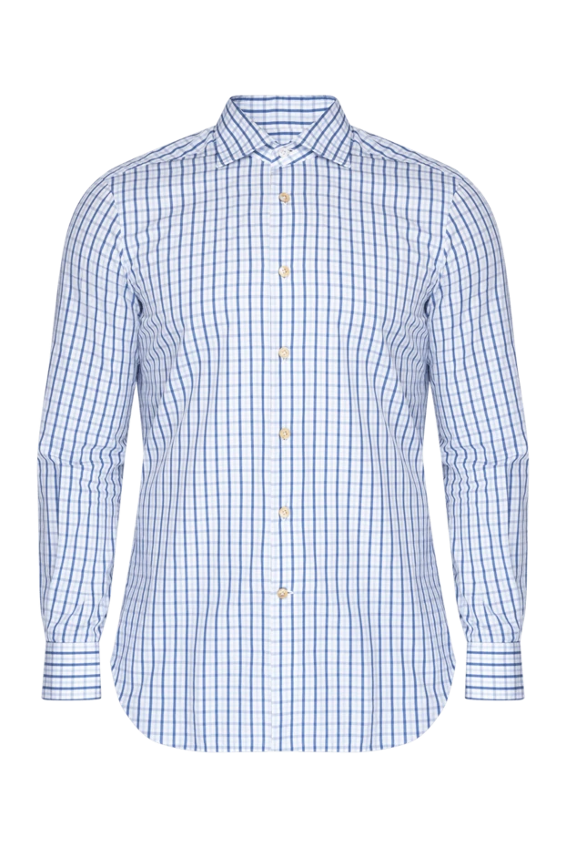 Kiton man blue cotton shirt for men купить с ценами и фото 140288 - photo 1