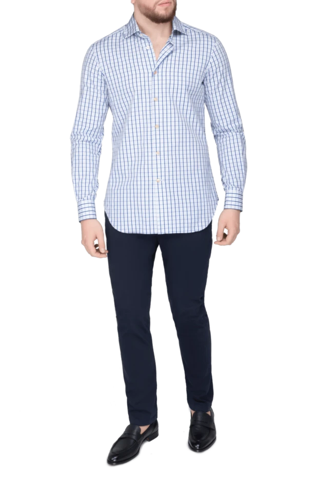 Kiton man blue cotton shirt for men купить с ценами и фото 140288 - photo 2