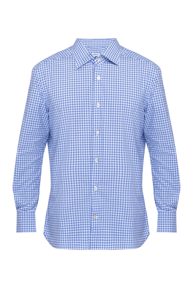 Kiton man blue cotton shirt for men купить с ценами и фото 140293 - photo 1