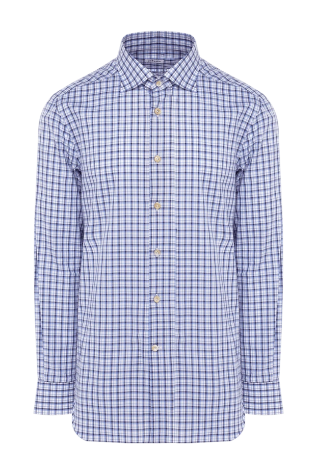 Kiton man blue cotton shirt for men купить с ценами и фото 140300 - photo 1