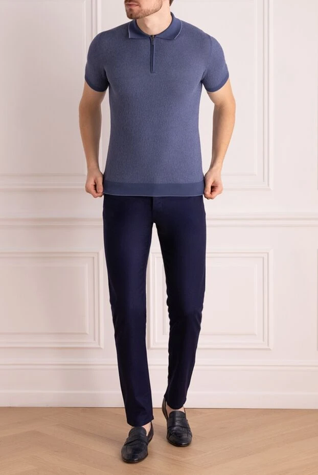 Marco Pescarolo man blue wool trousers for men купить с ценами и фото 140342 - photo 2