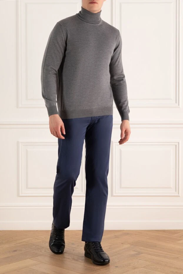 Marco Pescarolo man men's blue trousers купить с ценами и фото 140345 - photo 2