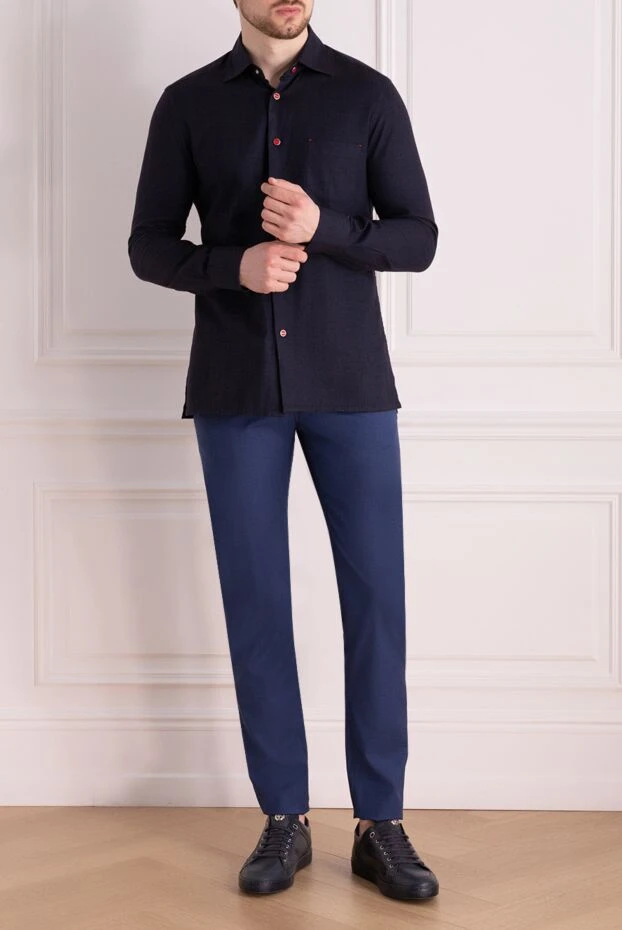 Cesare di Napoli man blue wool trousers for men купить с ценами и фото 140347 - photo 2