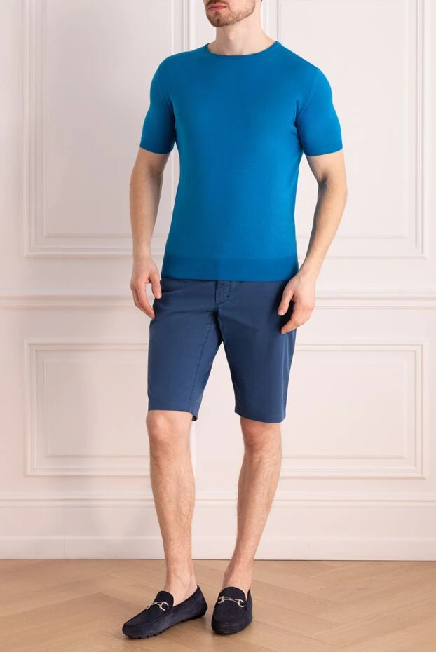 Umberto Vallati man blue cotton t-shirt for men купить с ценами и фото 140359 - photo 2