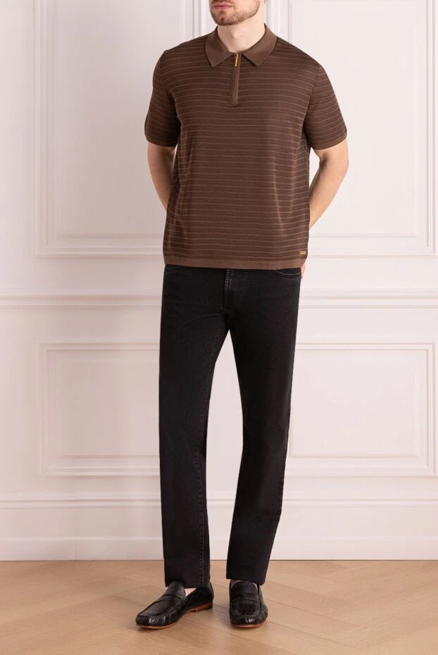 Stefano Ricci шелковое поло коричневого цвета в горизонтальную полоску
140374 - фото 2