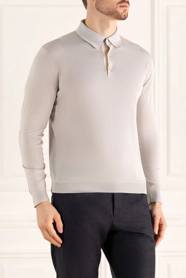 Stefano Ricci жібек пен кашемирден жасалған, сүтті реңктегі ұзын жеңді поло жейдесі
 140382 - фото 3