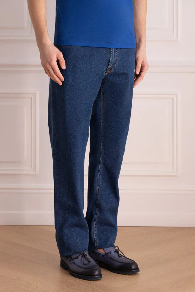 Stefano Ricci джинсы мужские синие из хлопка классические
 140398 - фото 3