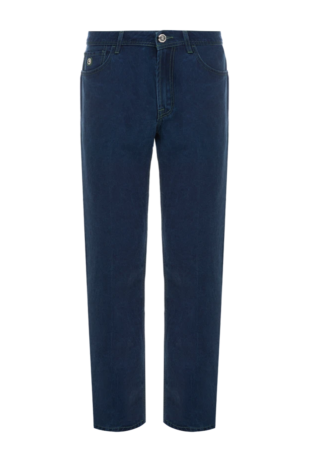 Джинсы из лиоцела насыщенного синего цвета с пятью карманами - фото 1