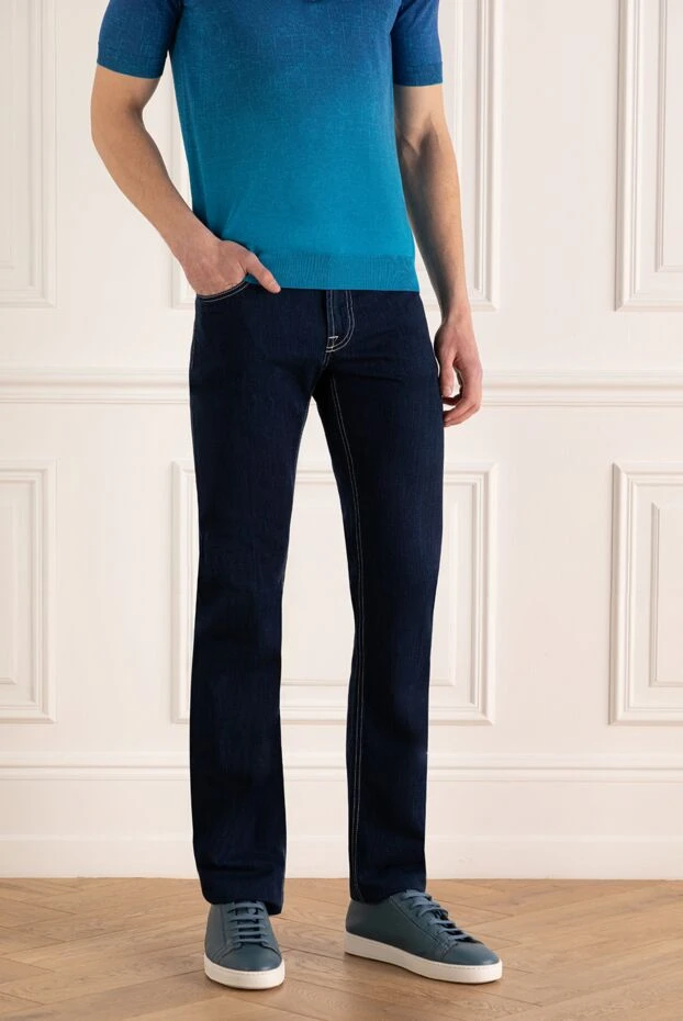 Stefano Ricci мужские джинсы синего цвета хлопковый деним
 140414 - фото 3