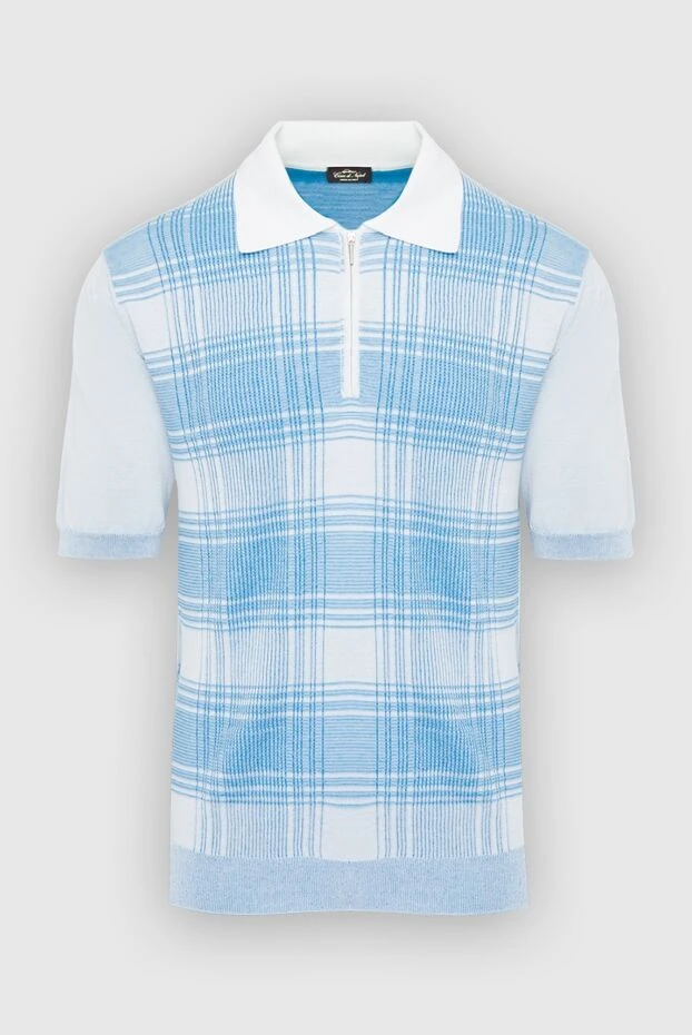 Cesare di Napoli man cotton and silk polo blue for men купить с ценами и фото 140468 - photo 1